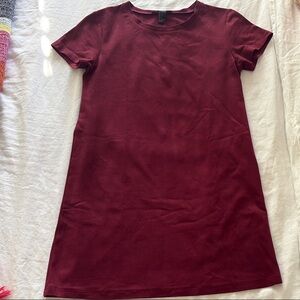 Burgundy Suede Short Sleeve Dress